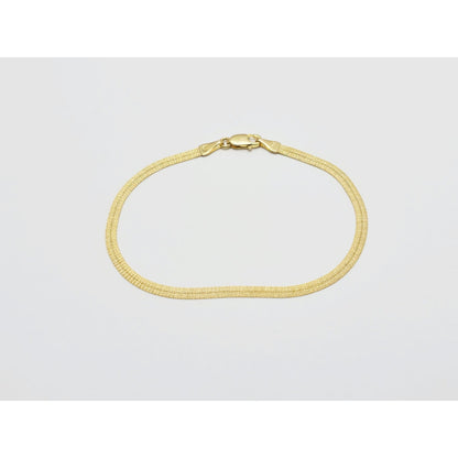14K Yellow Gold Flat Mesh Herringbone Style Bracelet