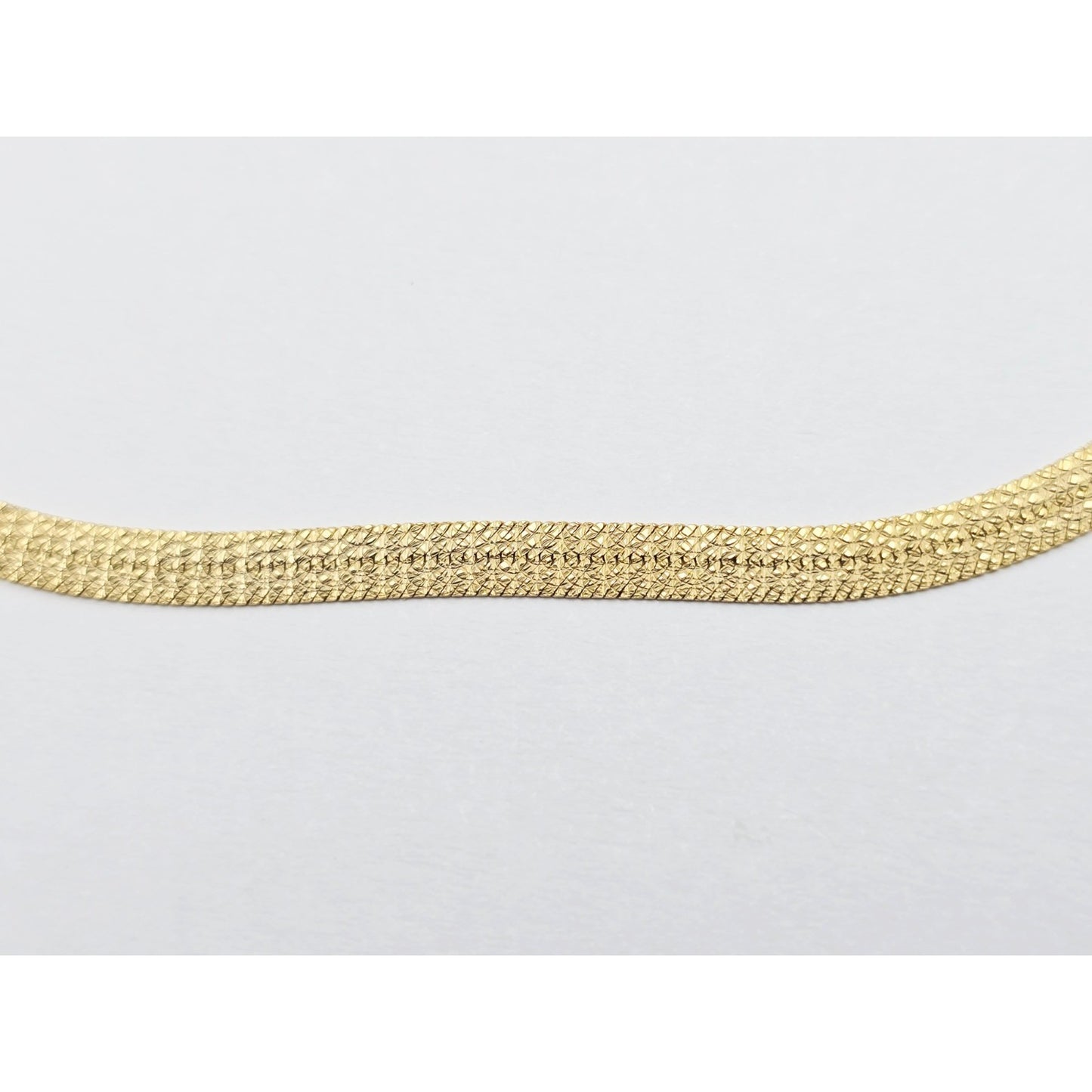 14K Yellow Gold Flat Mesh Herringbone Style Bracelet