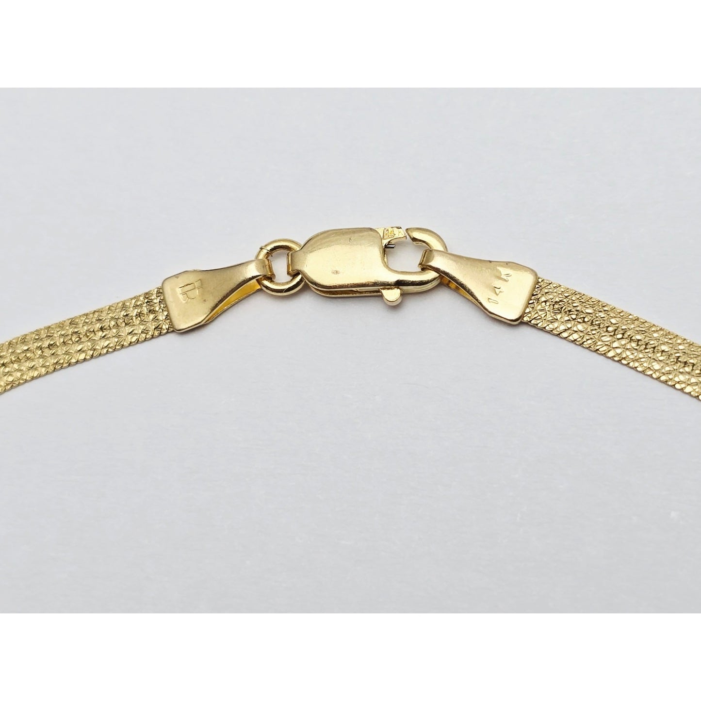 14K Yellow Gold Flat Mesh Herringbone Style Bracelet