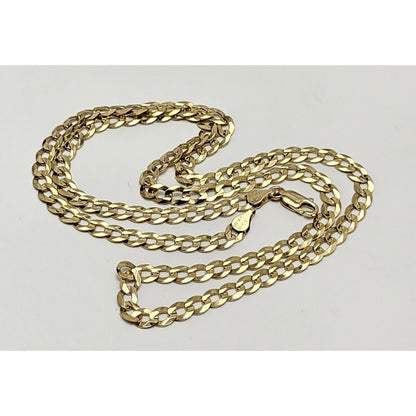 10K Yellow Gold Diamond Cut Cuban Link Chain Necklace