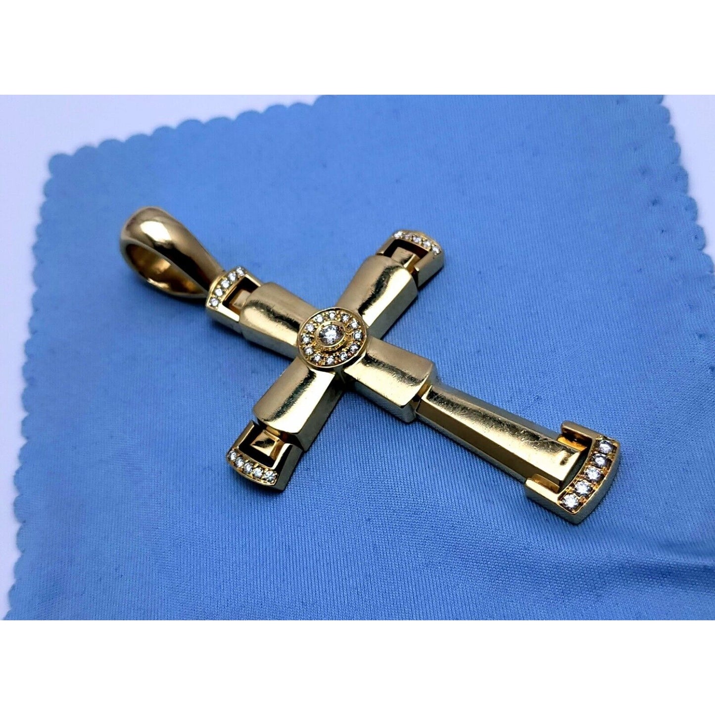 14K Yellow Gold Religious Diamond Motion Cross Charm Pendant