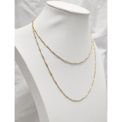 14K Yellow Gold Spiral Flat Link Chain Necklace