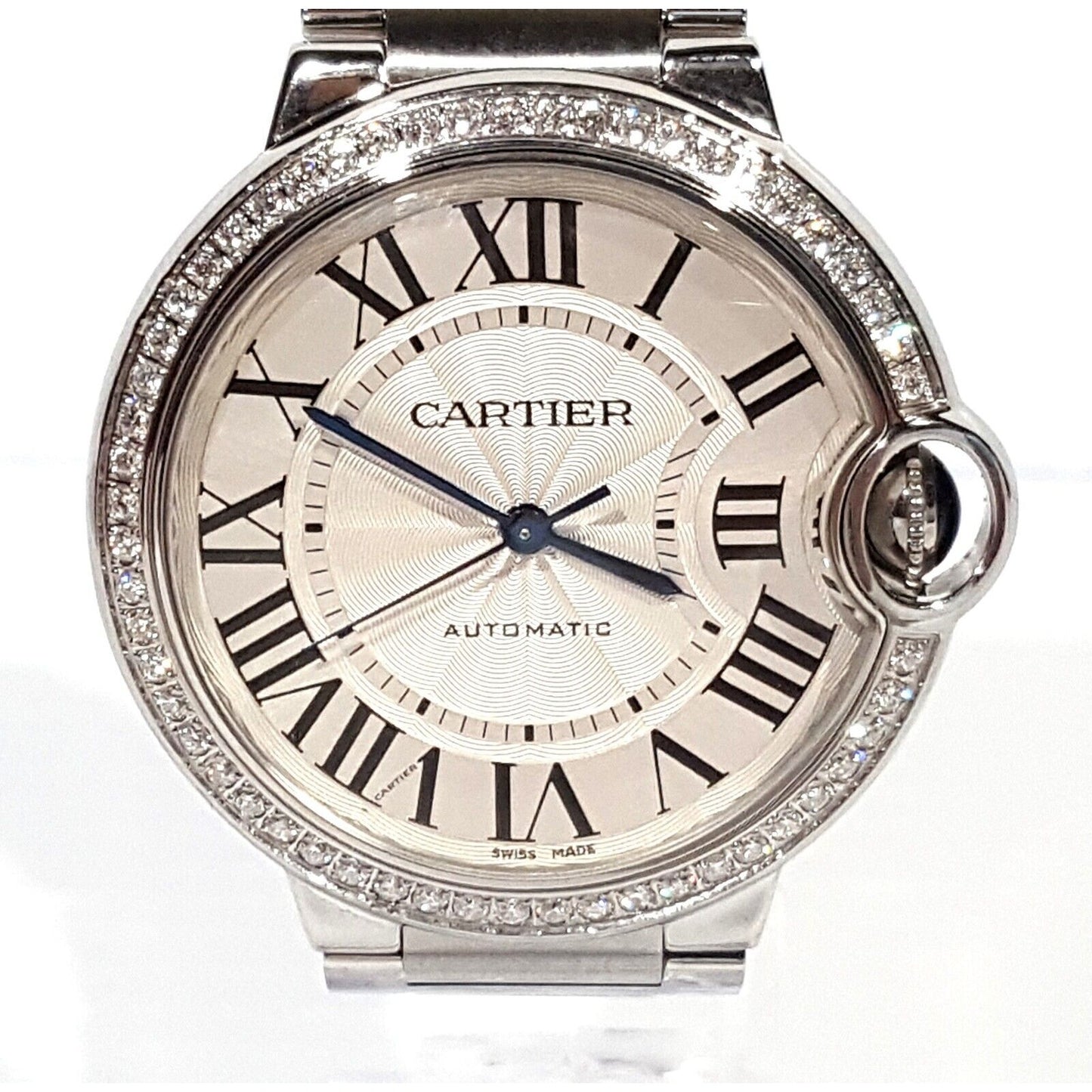 Cartier Ballon Bleu 36mm Diamond Bezel Stainless Steel Automatic 4372 W4BB0024