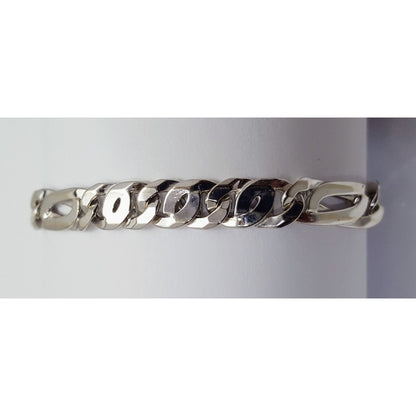 10K Solid White Gold Fancy Figaro Link Bracelet