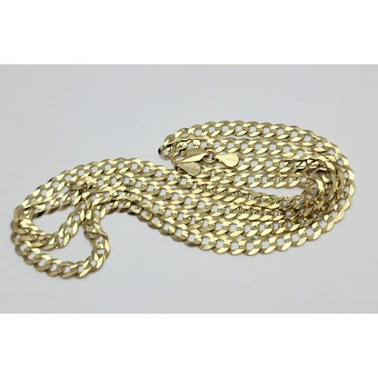 14K Yellow Gold Diamond Cut Cuban Link Chain Necklace