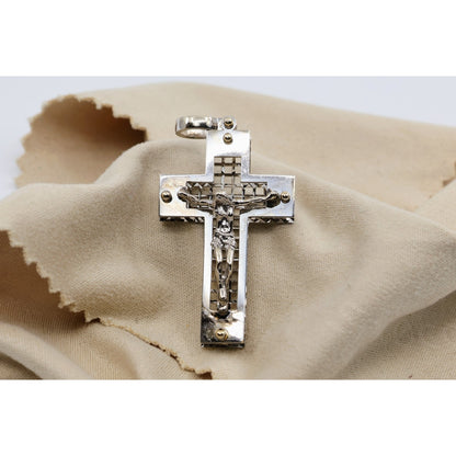 14K White Gold Jesus on Cross Pendant Charm