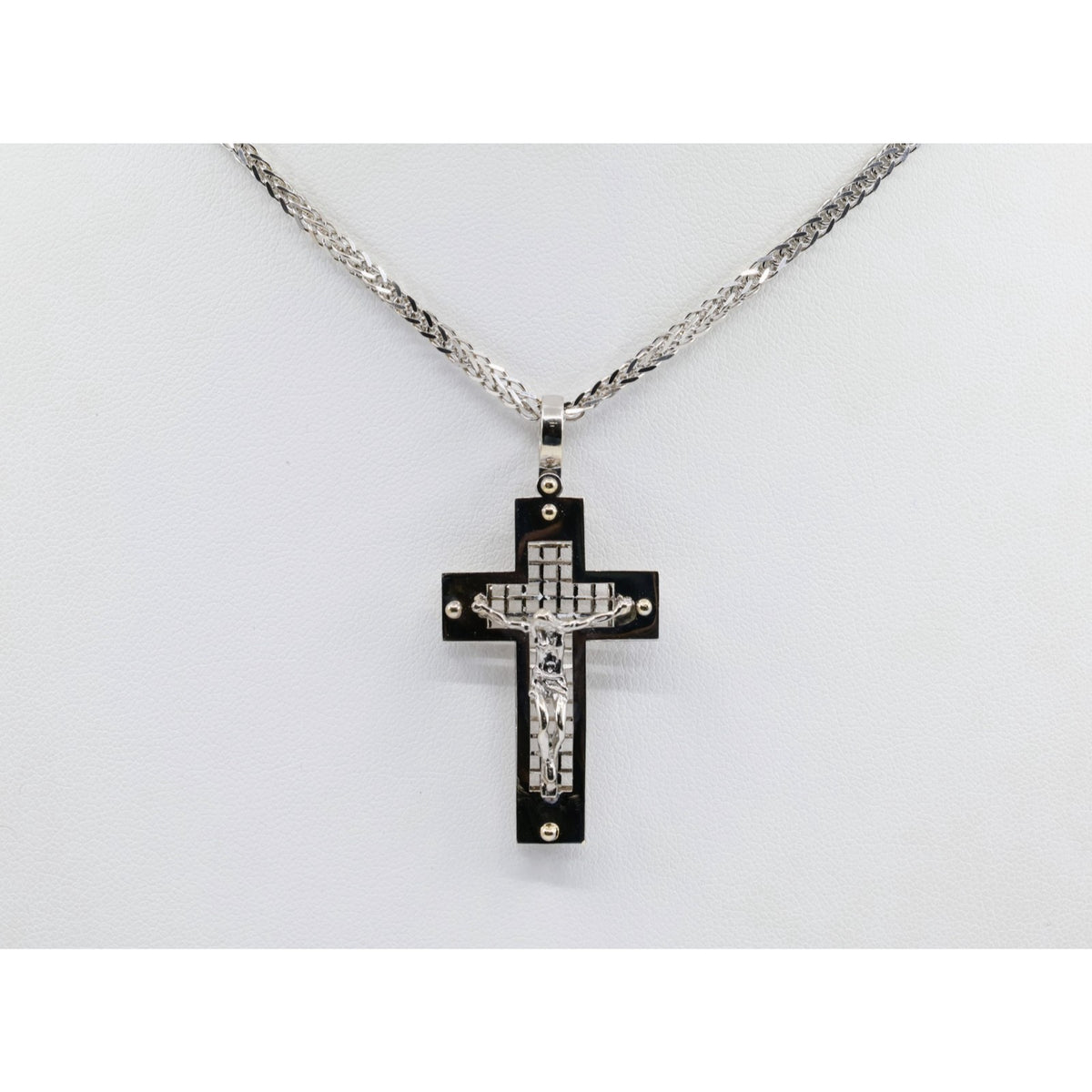 14K White Gold Jesus on Cross Pendant Charm