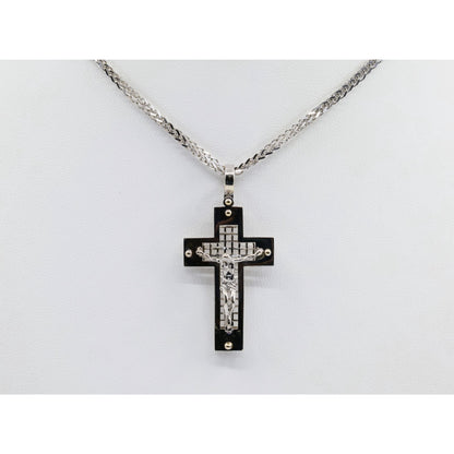 14K White Gold Jesus on Cross Pendant Charm
