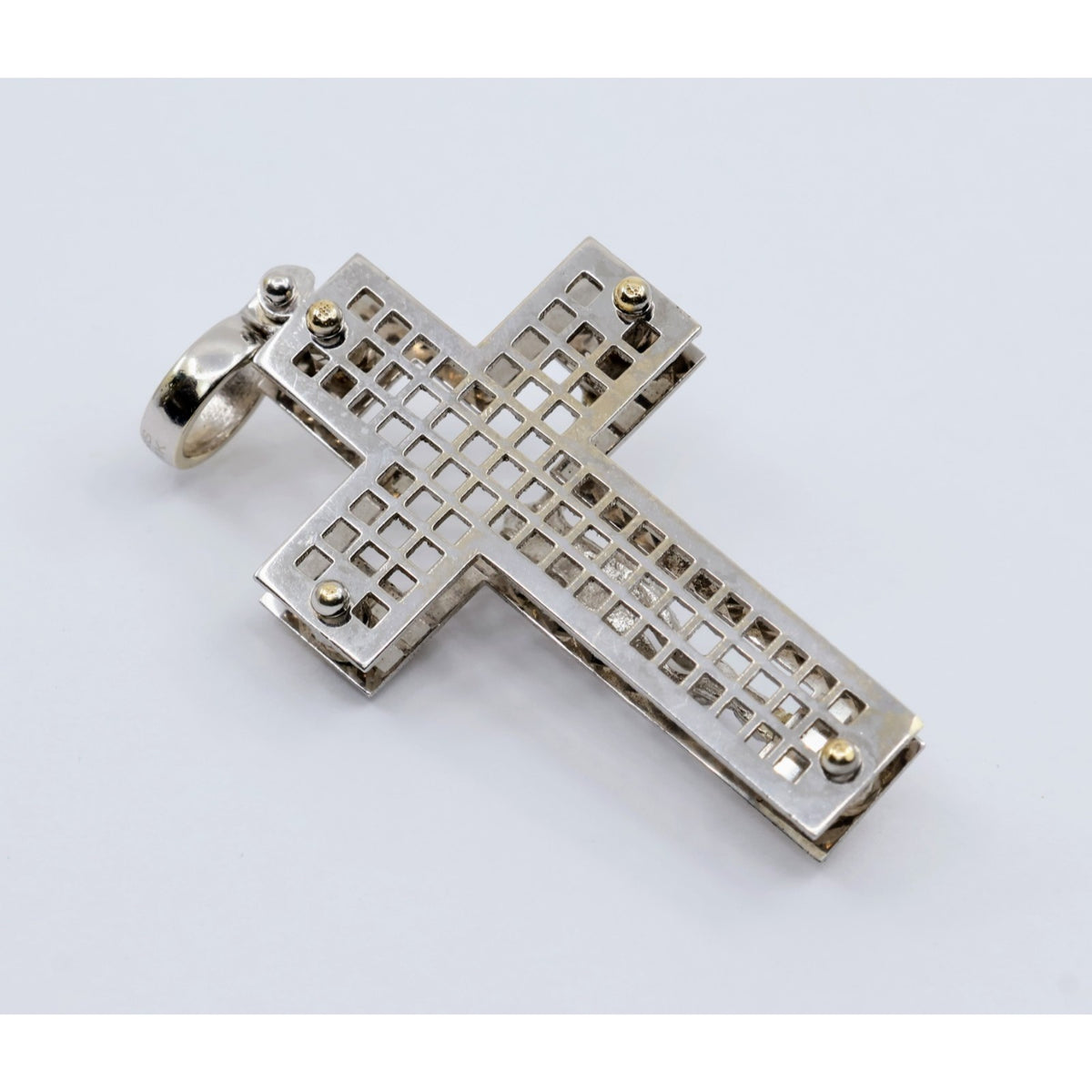 14K White Gold Jesus on Cross Pendant Charm