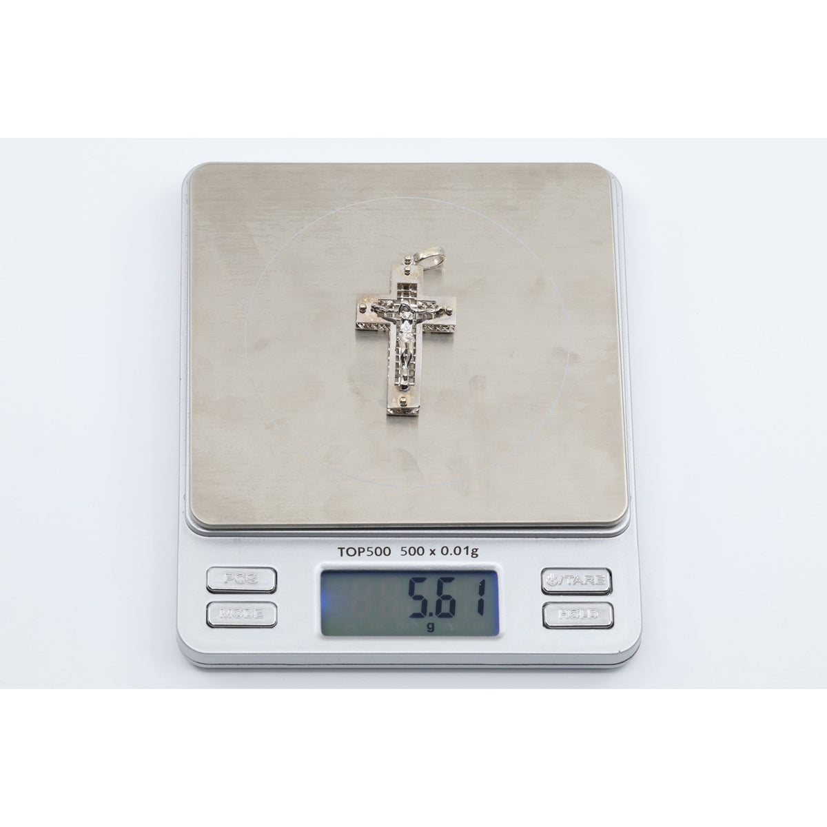 14K White Gold Jesus on Cross Pendant Charm