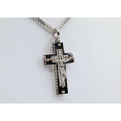 14K White Gold Jesus on Cross Pendant Charm