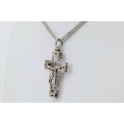 14K White Gold Jesus on Cross Pendant Charm