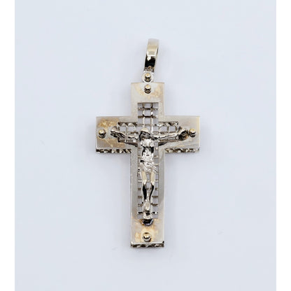 14K White Gold Jesus on Cross Pendant Charm