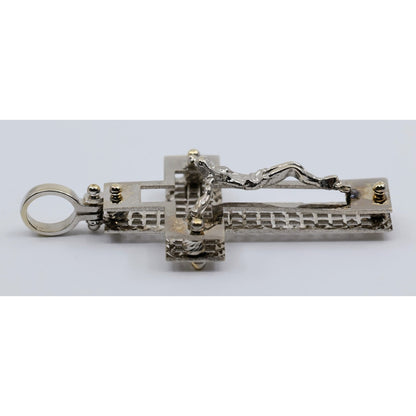 14K White Gold Jesus on Cross Pendant Charm