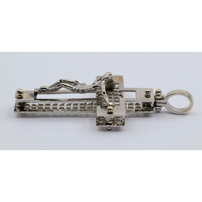 14K White Gold Jesus on Cross Pendant Charm
