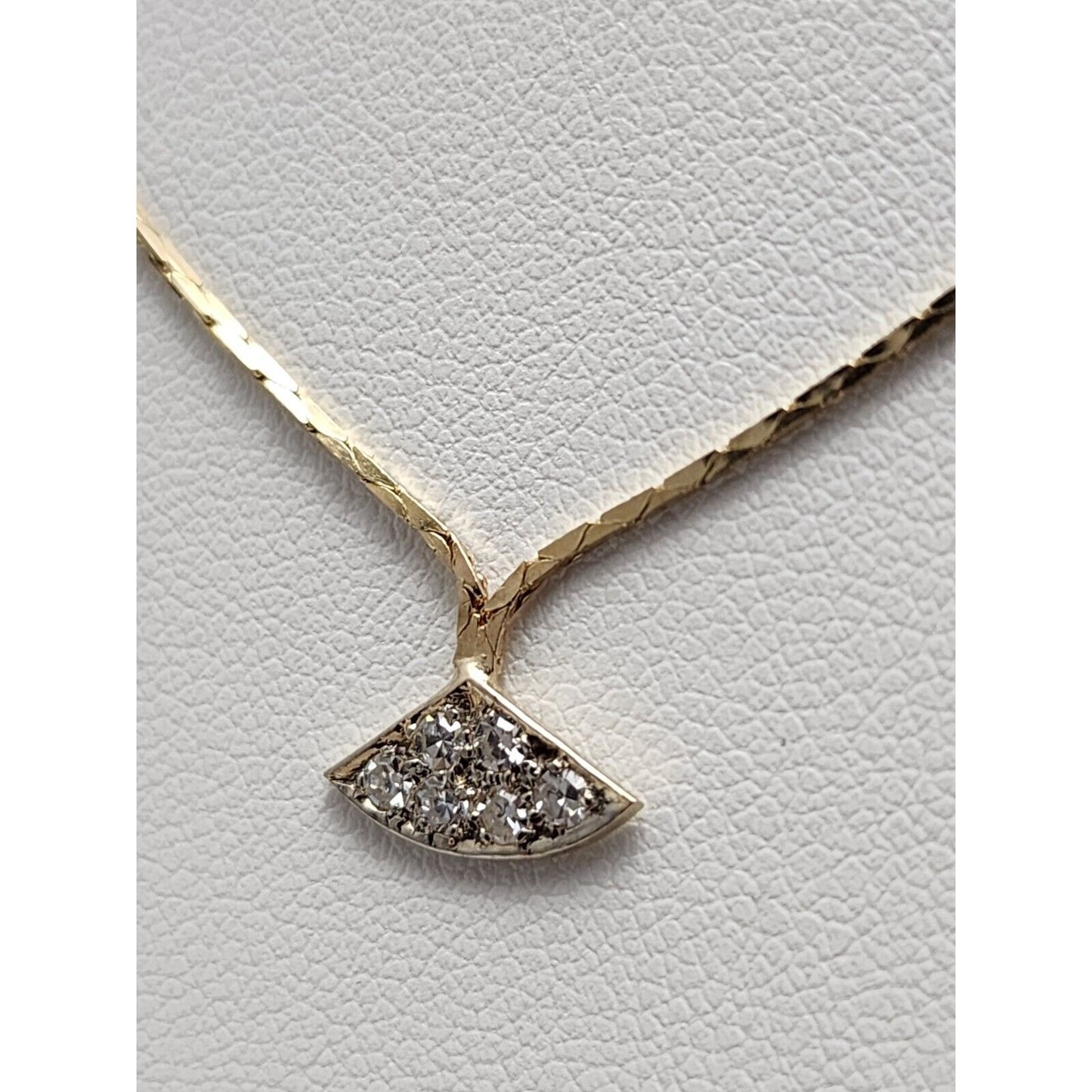 14K Yellow Gold Diamond Box Herringbone Link Chain Necklace