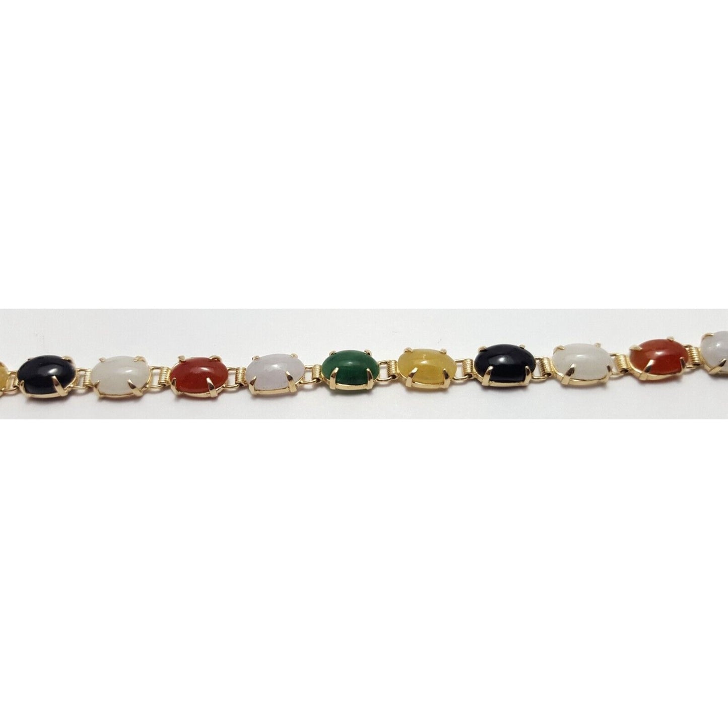 14K Solid Yellow Gold Multi Color Gemstone Tennis Bracelet