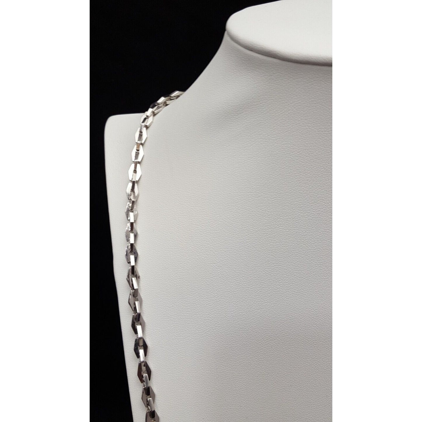 14K White Gold Designer Link Chain Necklace