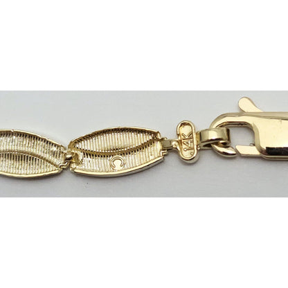 14K Solid Yellow Gold Diamond Cut Tennis Link Bracelet