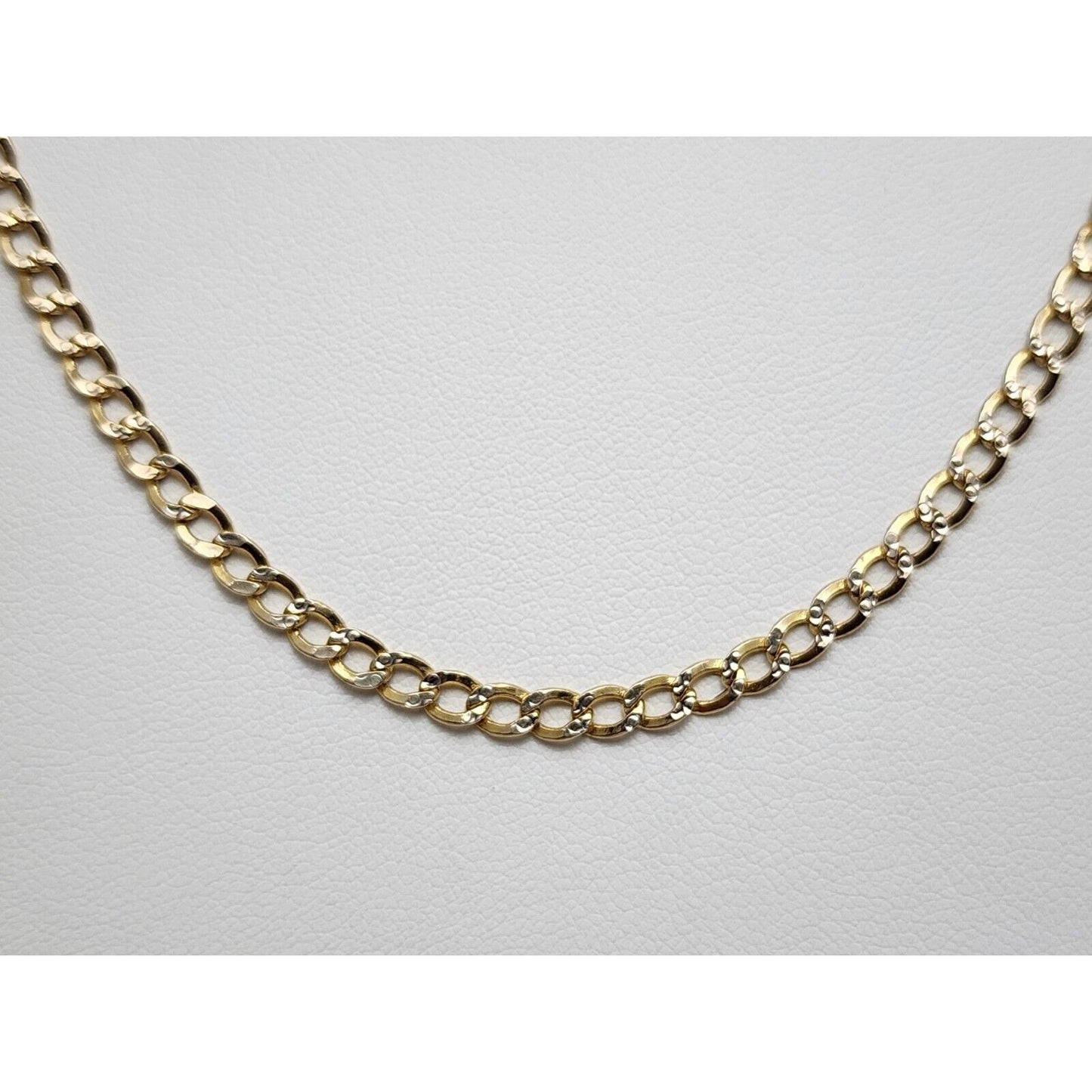 14K Two Tone Gold Diamond Cut Cuban Link Chain Necklace