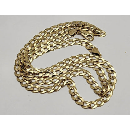 10K Yellow Gold Diamond Cut Cuban Link Chain Necklace