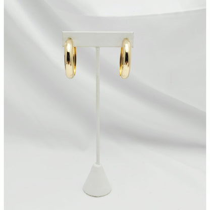 18K Yellow Gold Polished Rounded Hoop Earrings