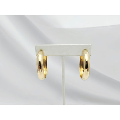 18K Yellow Gold Polished Rounded Hoop Earrings