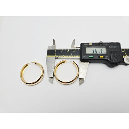 18K Yellow Gold Polished Rounded Hoop Earrings