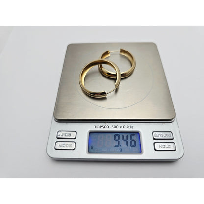 18K Yellow Gold Polished Rounded Hoop Earrings