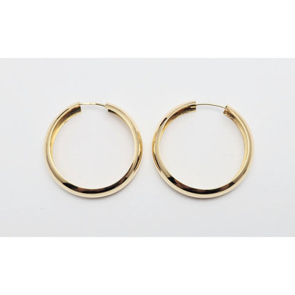 18K Yellow Gold Polished Rounded Hoop Earrings