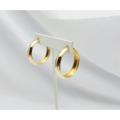 18K Yellow Gold Polished Rounded Hoop Earrings