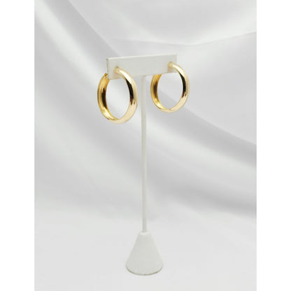 18K Yellow Gold Polished Rounded Hoop Earrings
