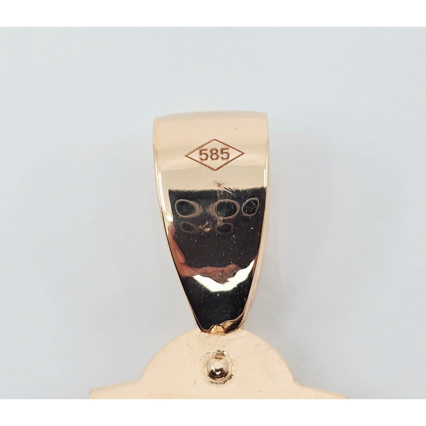 14K Two Tone Gold Onyx & Diamond Jesus on Cross Pendant