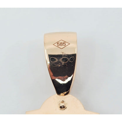 14K Two Tone Gold Onyx & Diamond Jesus on Cross Pendant