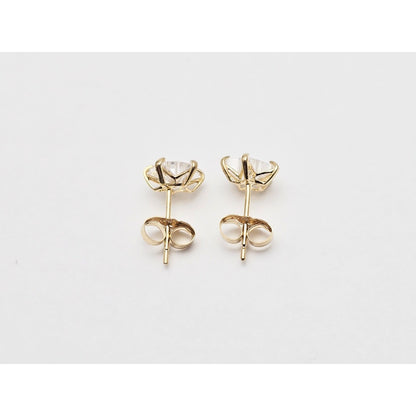14K Yellow Gold Star Shaped CZ Stud Earrings