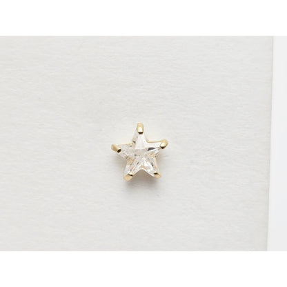14K Yellow Gold Star Shaped CZ Stud Earrings