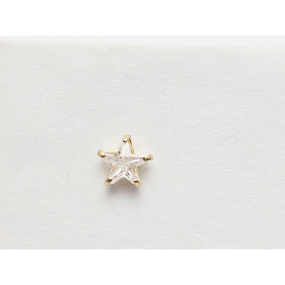14K Yellow Gold Star Shaped CZ Stud Earrings