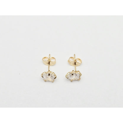 14K Yellow Gold Star Shaped CZ Stud Earrings