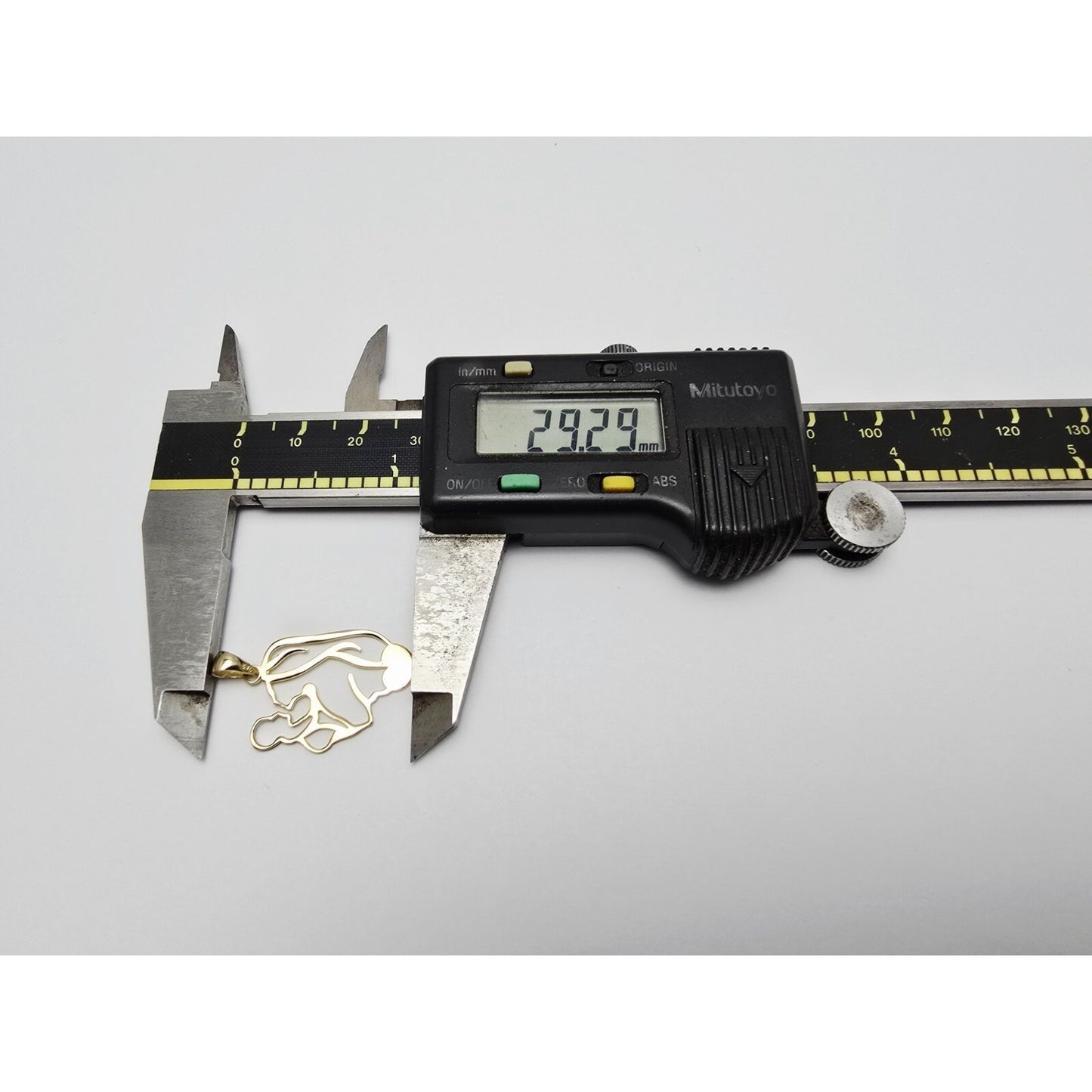 14K Yellow Gold Mother & Baby Heart Charm Pendant