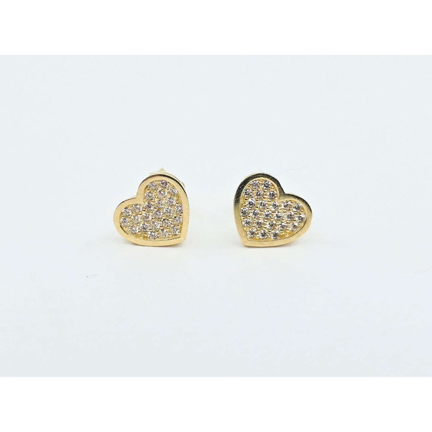 10K Yellow Gold Heart Shaped CZ Stud Earrings