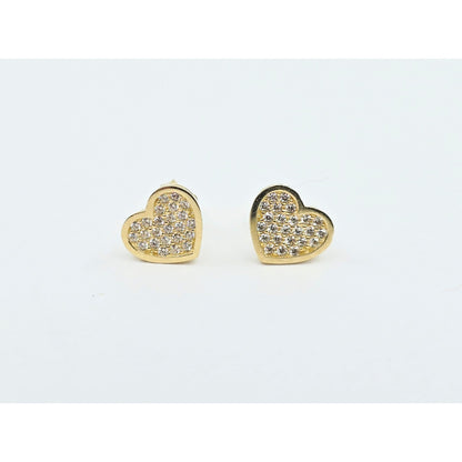 10K Yellow Gold Heart Shaped CZ Stud Earrings
