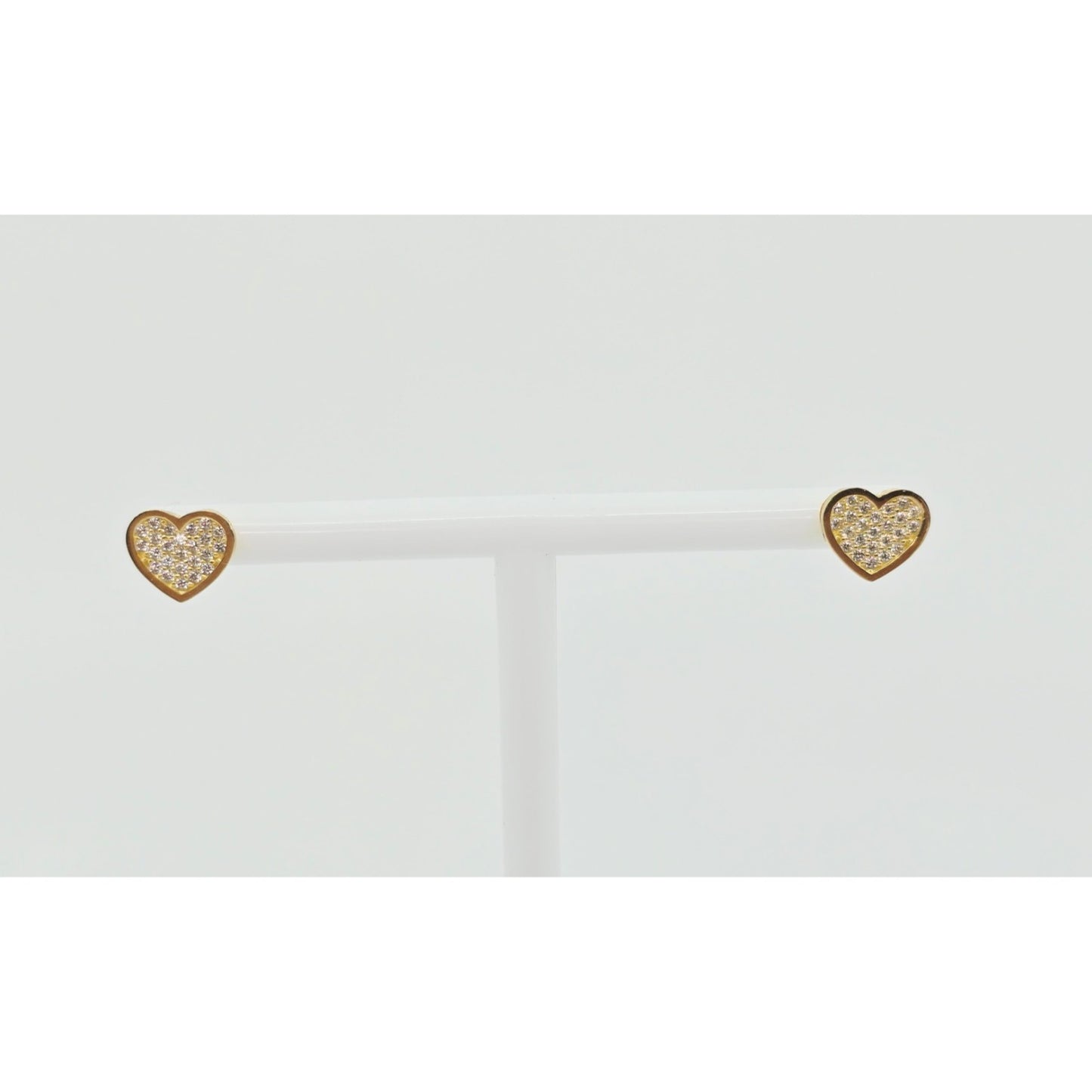10K Yellow Gold Heart Shaped CZ Stud Earrings