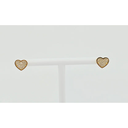 10K Yellow Gold Heart Shaped CZ Stud Earrings