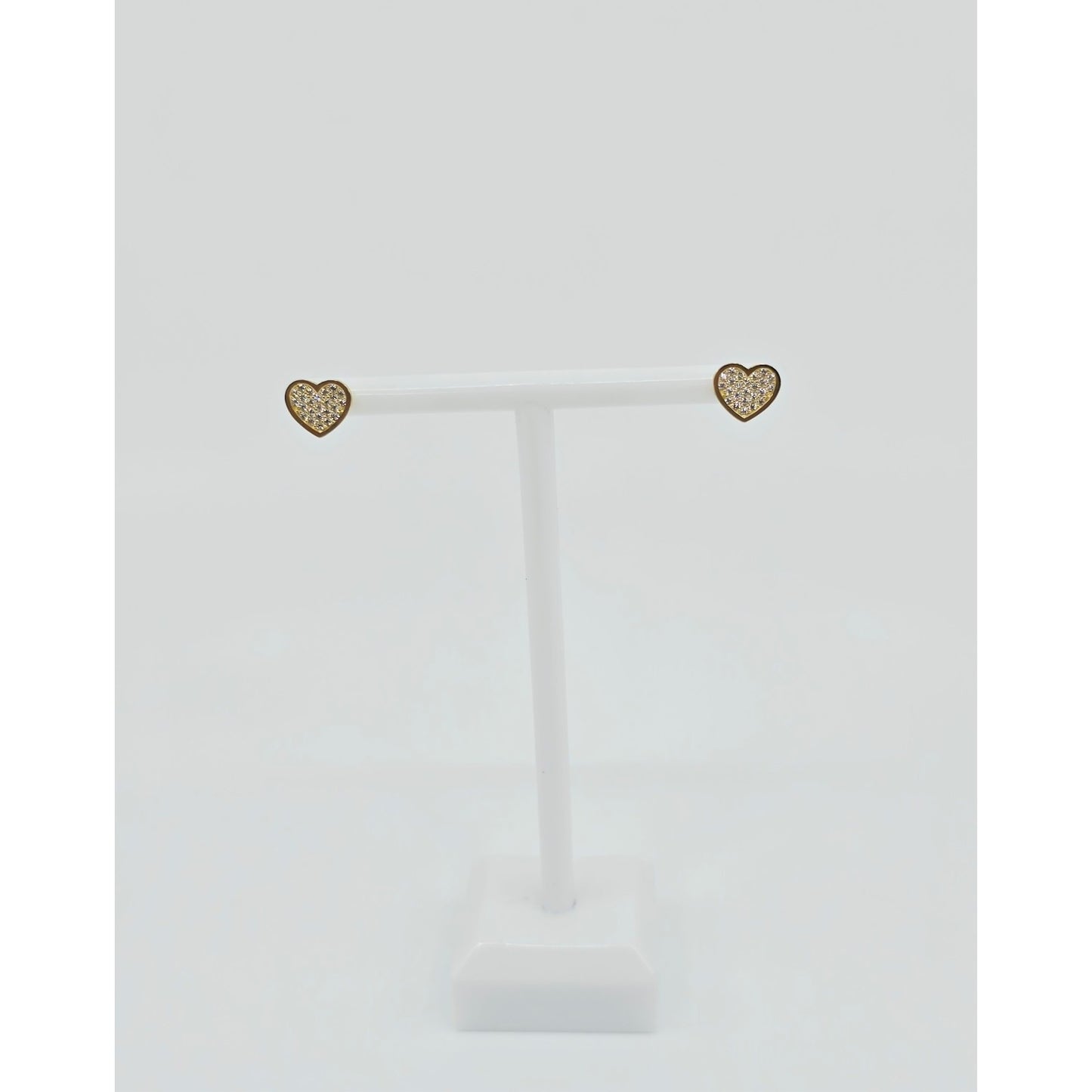 10K Yellow Gold Heart Shaped CZ Stud Earrings