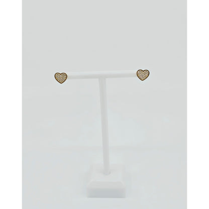 10K Yellow Gold Heart Shaped CZ Stud Earrings