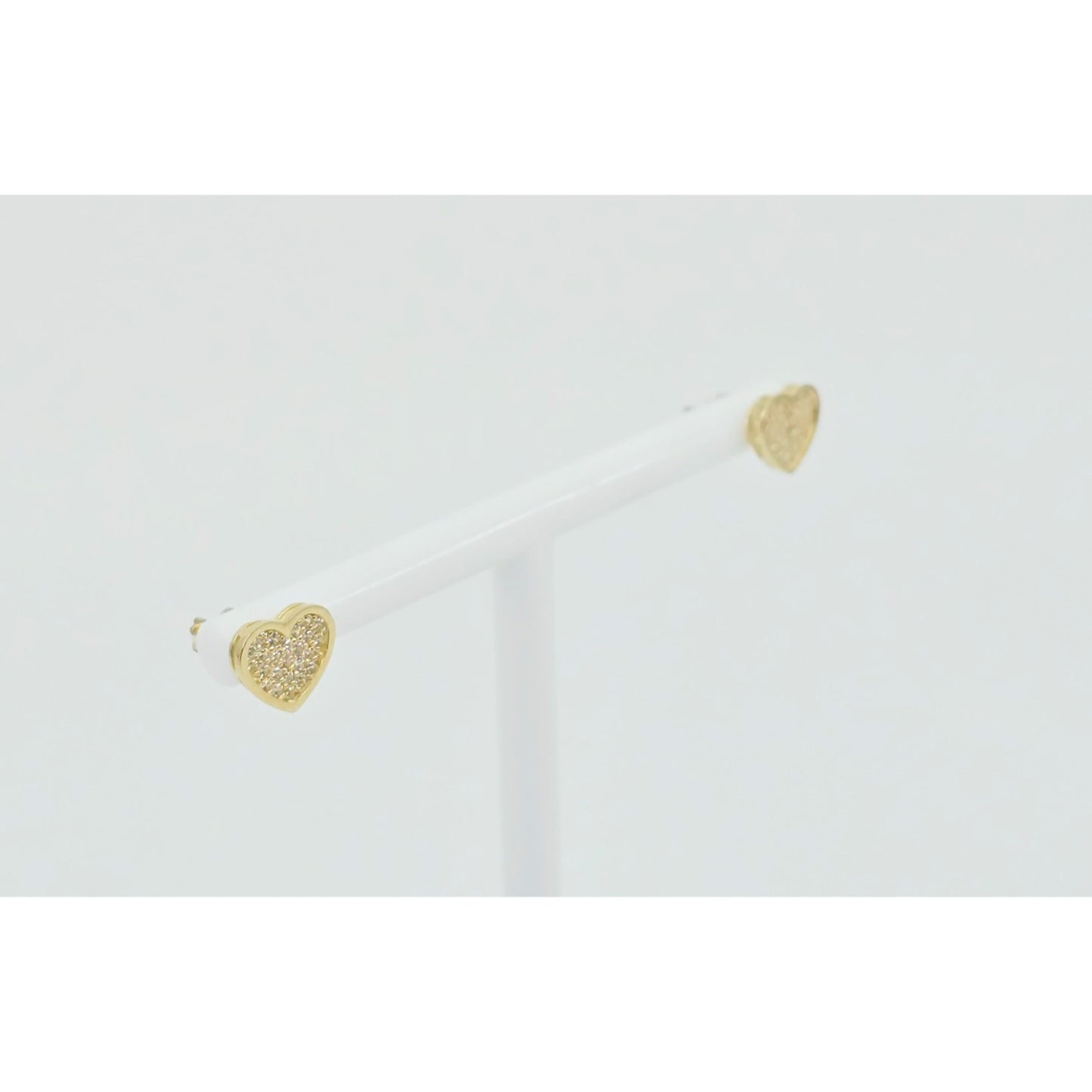 10K Yellow Gold Heart Shaped CZ Stud Earrings