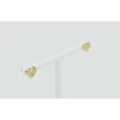10K Yellow Gold Heart Shaped CZ Stud Earrings