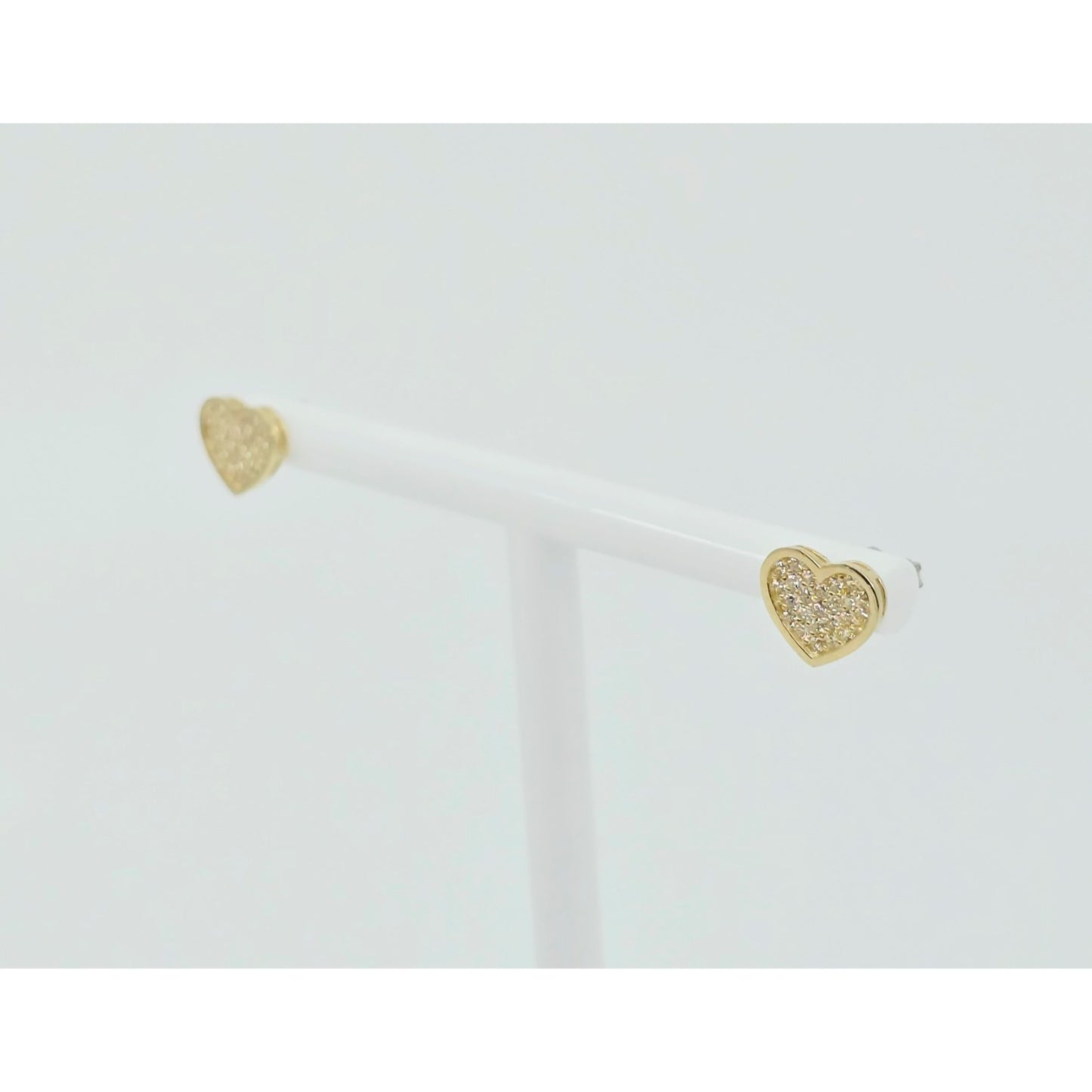 10K Yellow Gold Heart Shaped CZ Stud Earrings