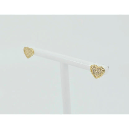 10K Yellow Gold Heart Shaped CZ Stud Earrings