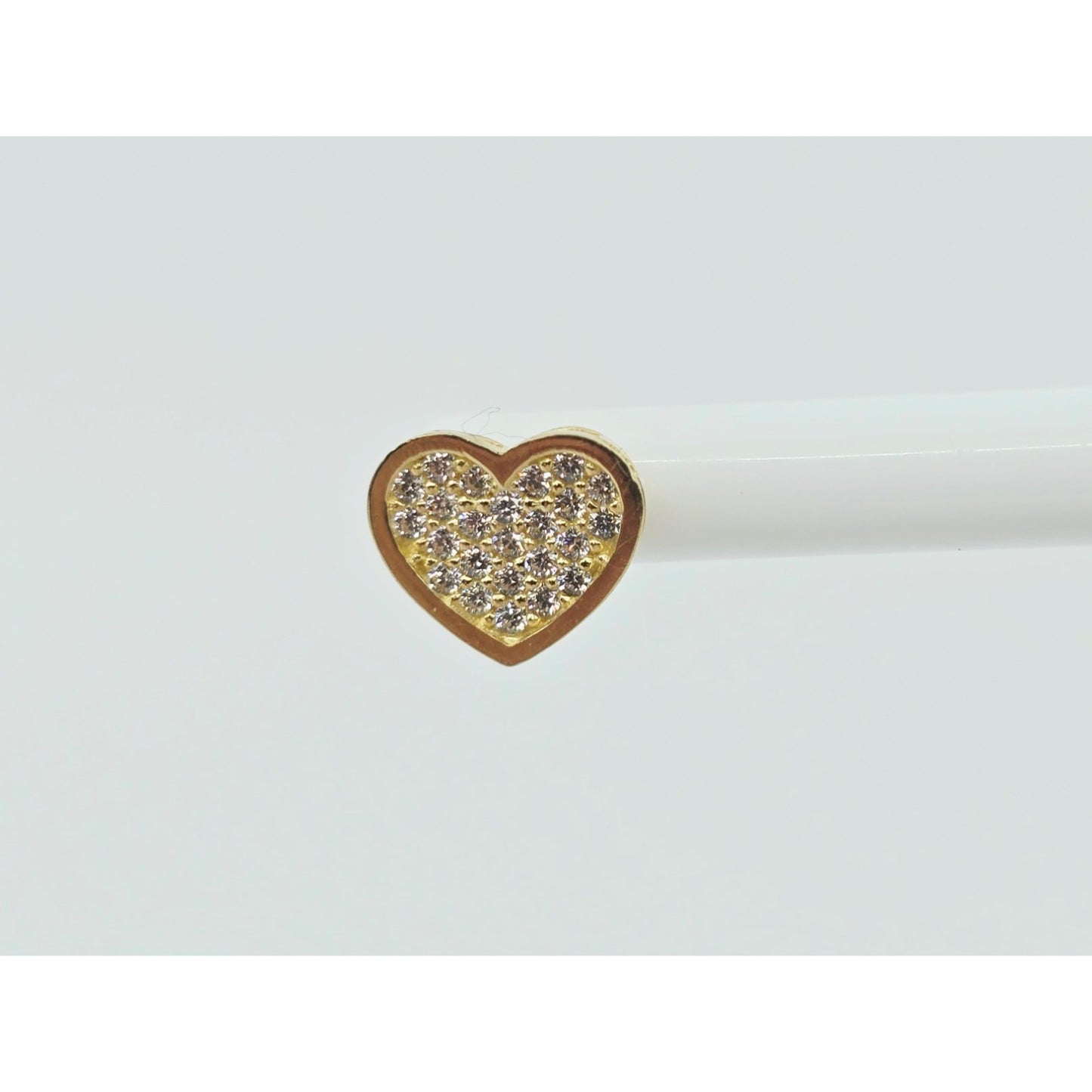 10K Yellow Gold Heart Shaped CZ Stud Earrings